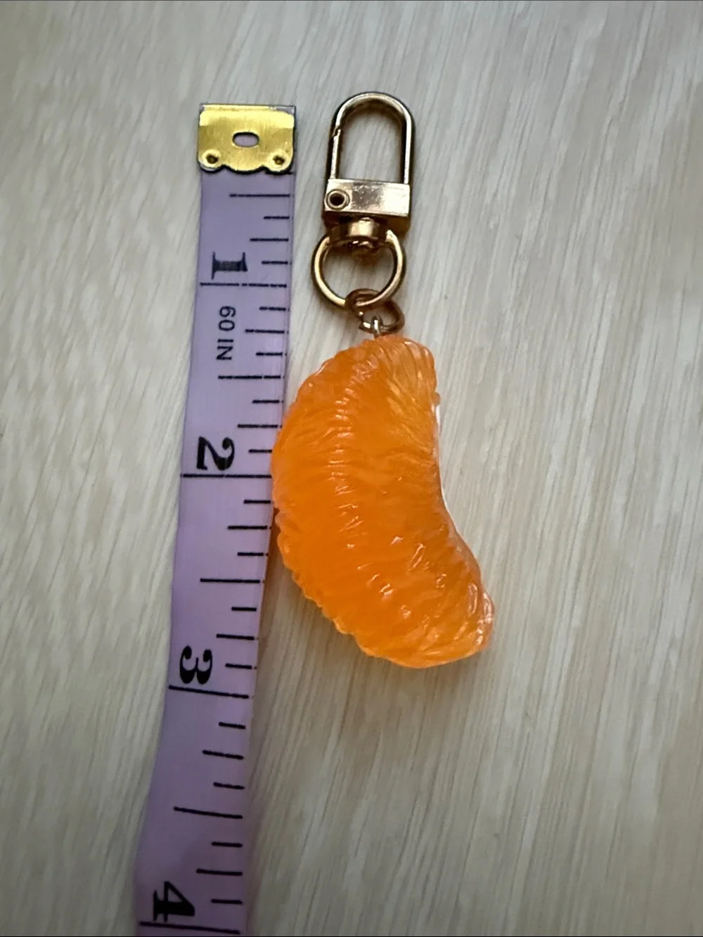 ✨ Tangerine Fruit Key Holder Charm with Gold-Toned Hardware